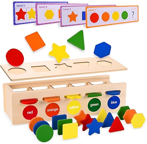 VIINKEN Juguetes Montessori para niños de 1 a 2 años, caja clasificadora de formas de color, juguetes educativos de aprendizaje preescolar para