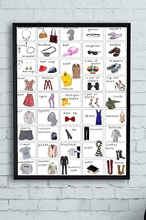 Postermanya (pster11320) Ingilizce Kıyafetler Eğitim Çerçeveli Tablo (50x70cm)