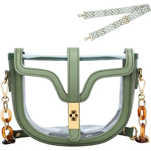KKXIU Clear Purse for Women Crossboy Bag Stadium Approved | Transparent Shoulder Bag for Concert Sport Events | 2 Removable Straps