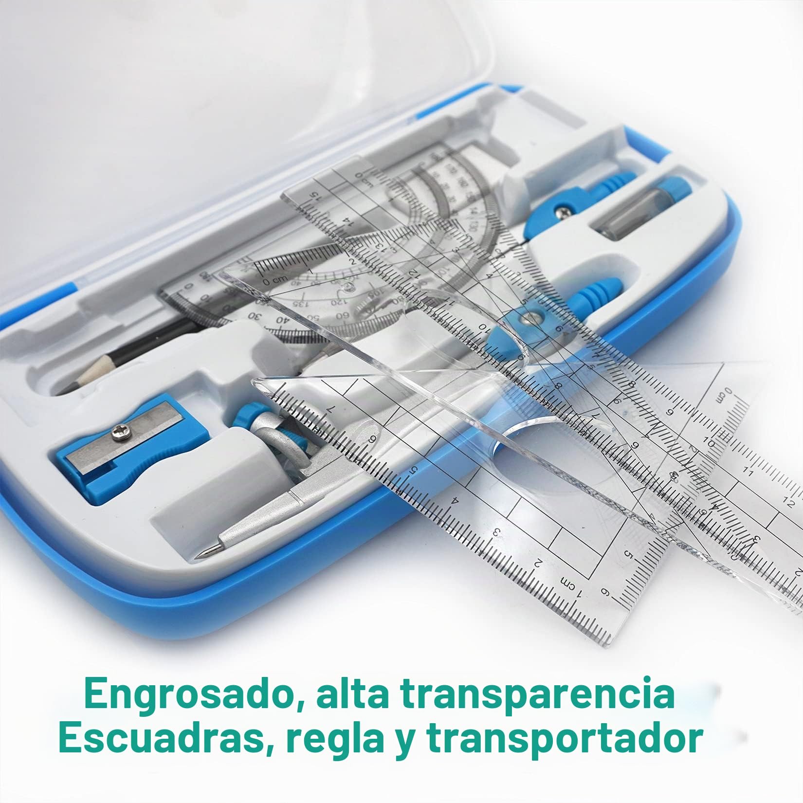Akuoly Set de Geometría Compases Matemáticas para estudiantes con transportador Math Geometry Kit