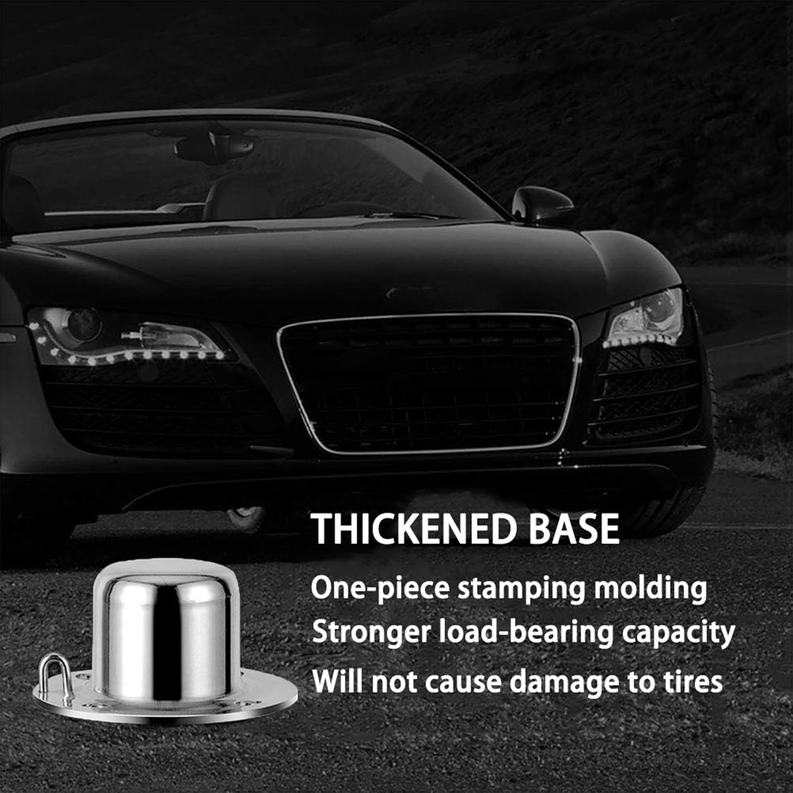 Dissuasore Parcheggio In Acciaio Inox Con Strisce Riflettenti - 7.6x60cm - Protezione Sicurezza Per Aree Industriali E Parcheggi