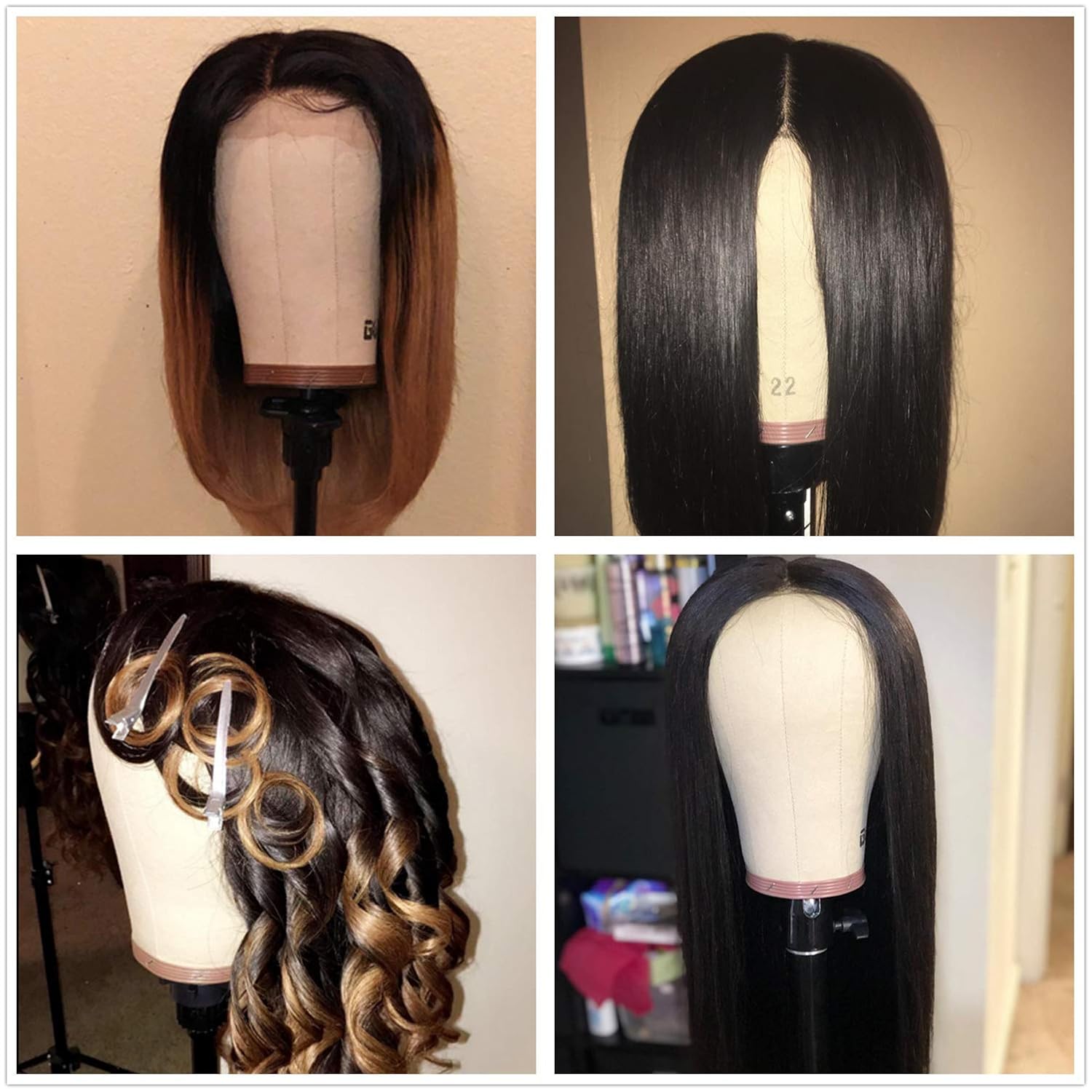 GEXWORLDWIDE GEX 20"-24" Cork Canvas Block Head Mannequin Head Wig Display Styling Head With Mount Hole (Light Brown, 22")