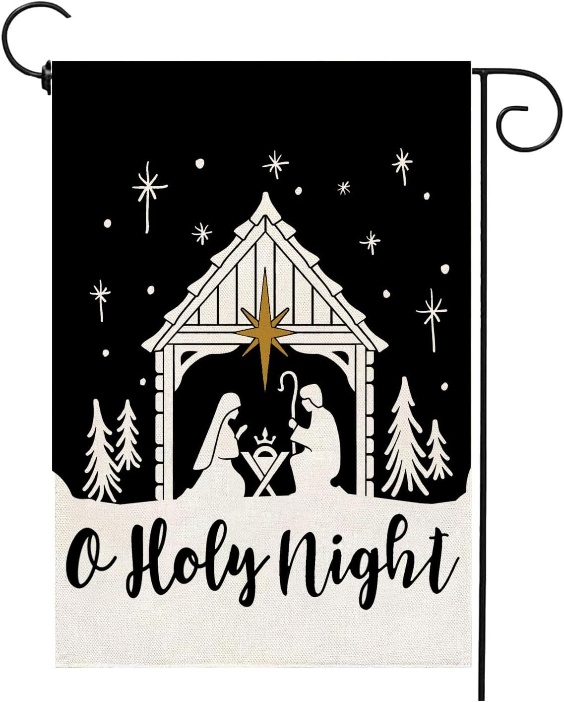 Christmas Nativity Christ O Holy Garden Flag Burlap 12 x 18 Inch Vertical Double Sided Xmas Winter Religious Decorations Yard Outdoor Decor