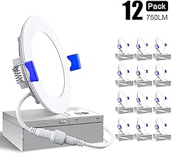 Ensenior 12 Pack 4 Inch Ultra-Thin LED Recessed Ceiling Light with Junction Box, 5000K Daylight, 9W 75W Eqv, Dimmable Can-Killer Downlight, 750LM High Brightness - ETL and Energy Star Certified - coolthings.us