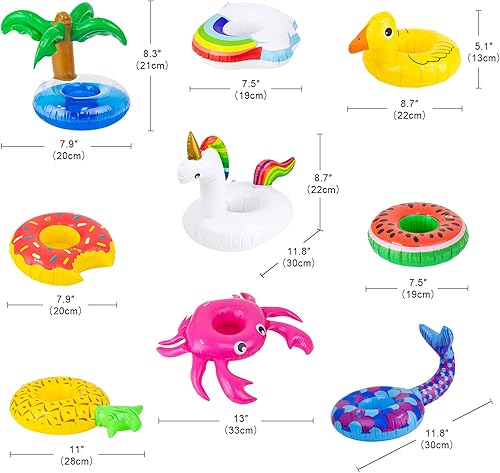 Miniatura 4 de UNICORN ELEMENT Juego de 9 piezas de accesorios de natación para muñecas de 11.5 pulgadas, flotadores de piscina, anillo de fiesta, soporte inflable