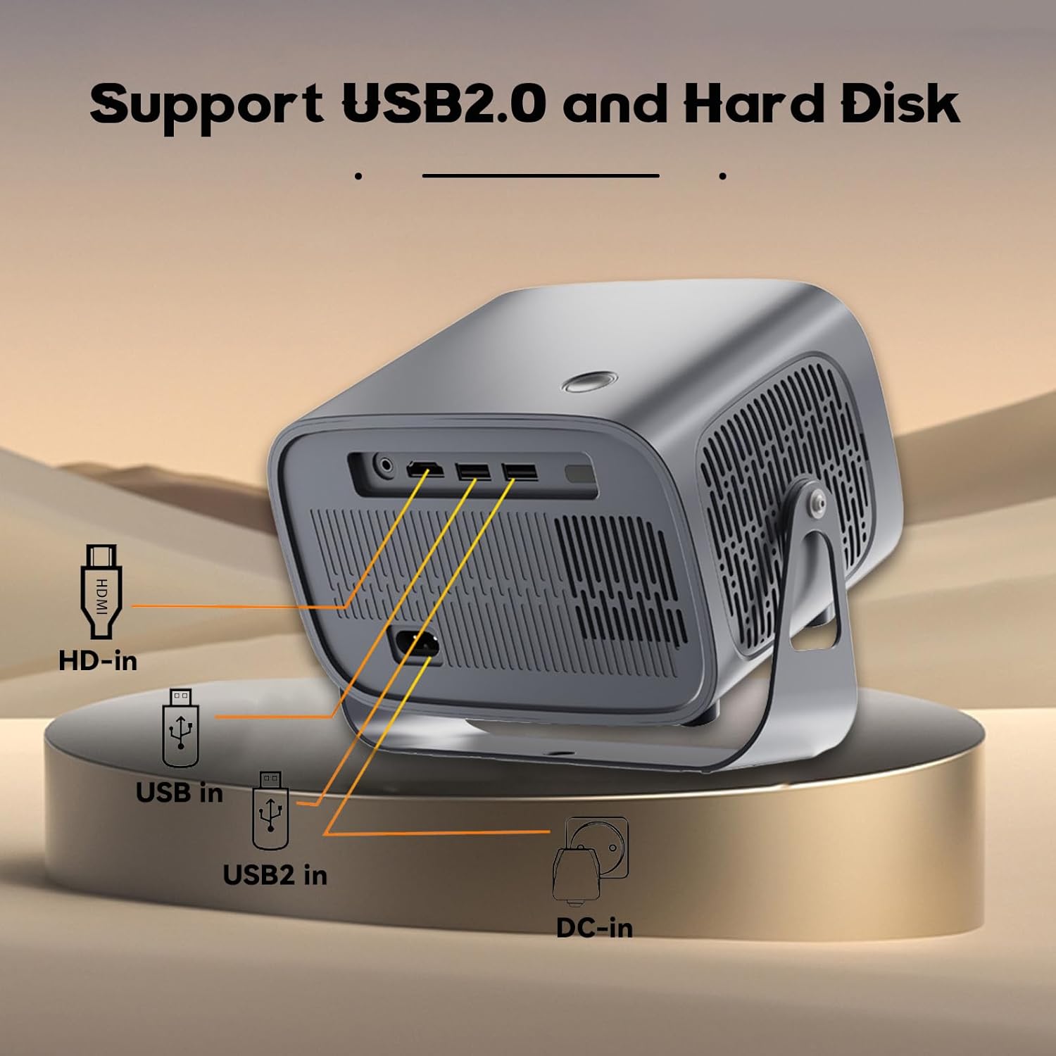 A10 Ceiling Mini Projector 1280*720P with WiFi Bluetooth,360°Rotation Auto Keystone Portable 4K Projector,Dual Speaker,<35dB Silent,Home Cinema Projectors for Phone/TV Stick/HDMI USB,Android 11