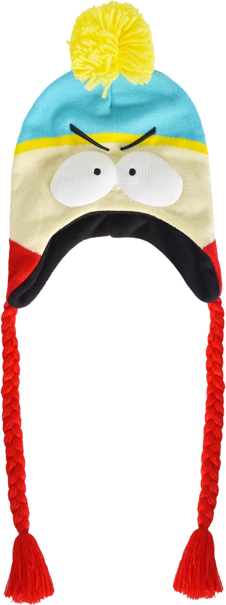 Concept One South Park Beanie Hat, Eric Cartman Peruvian Winter Knit Cap with Pom and Tassels