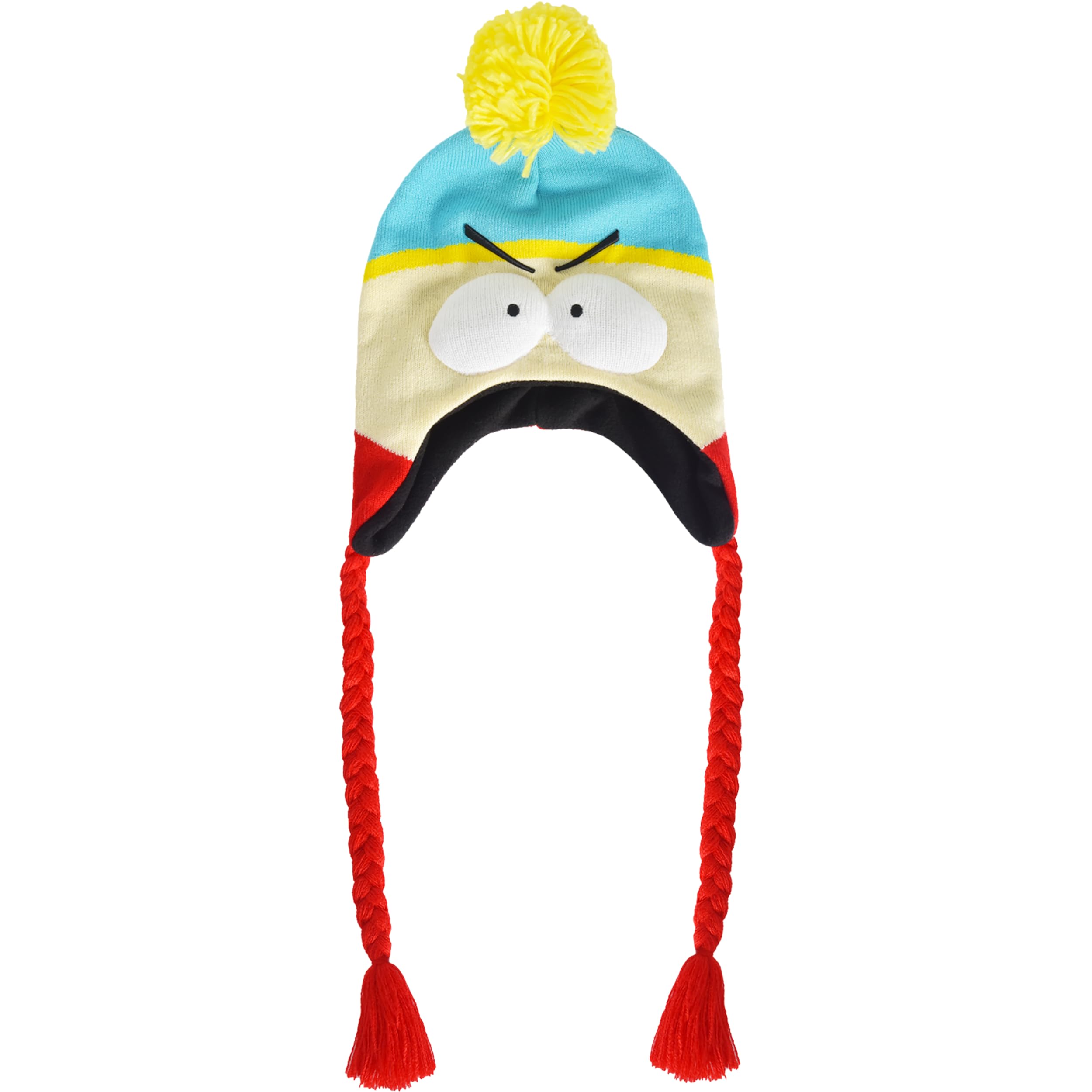 Concept OneConcept One South Park Beanie Hat, Eric Cartman Peruvian Winter Knit Cap with Pom and Tassels
