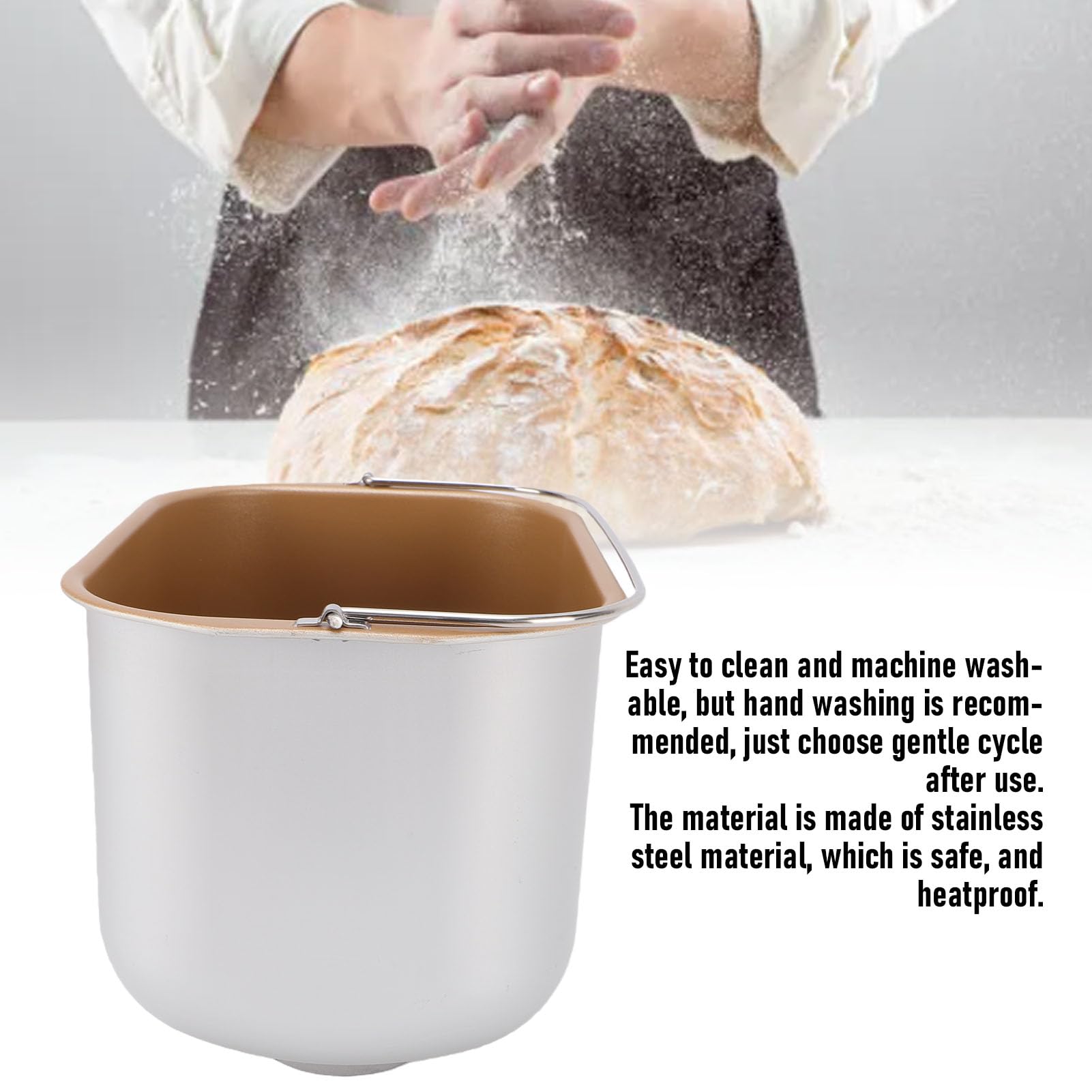 Brotmaschine Backeimer Brotbackautomat Innentopf Mixeraufsatz mit Antihaftbeschichtung aus Edelstahl für die Heimküche und die Gewerbliche Bäckerei
