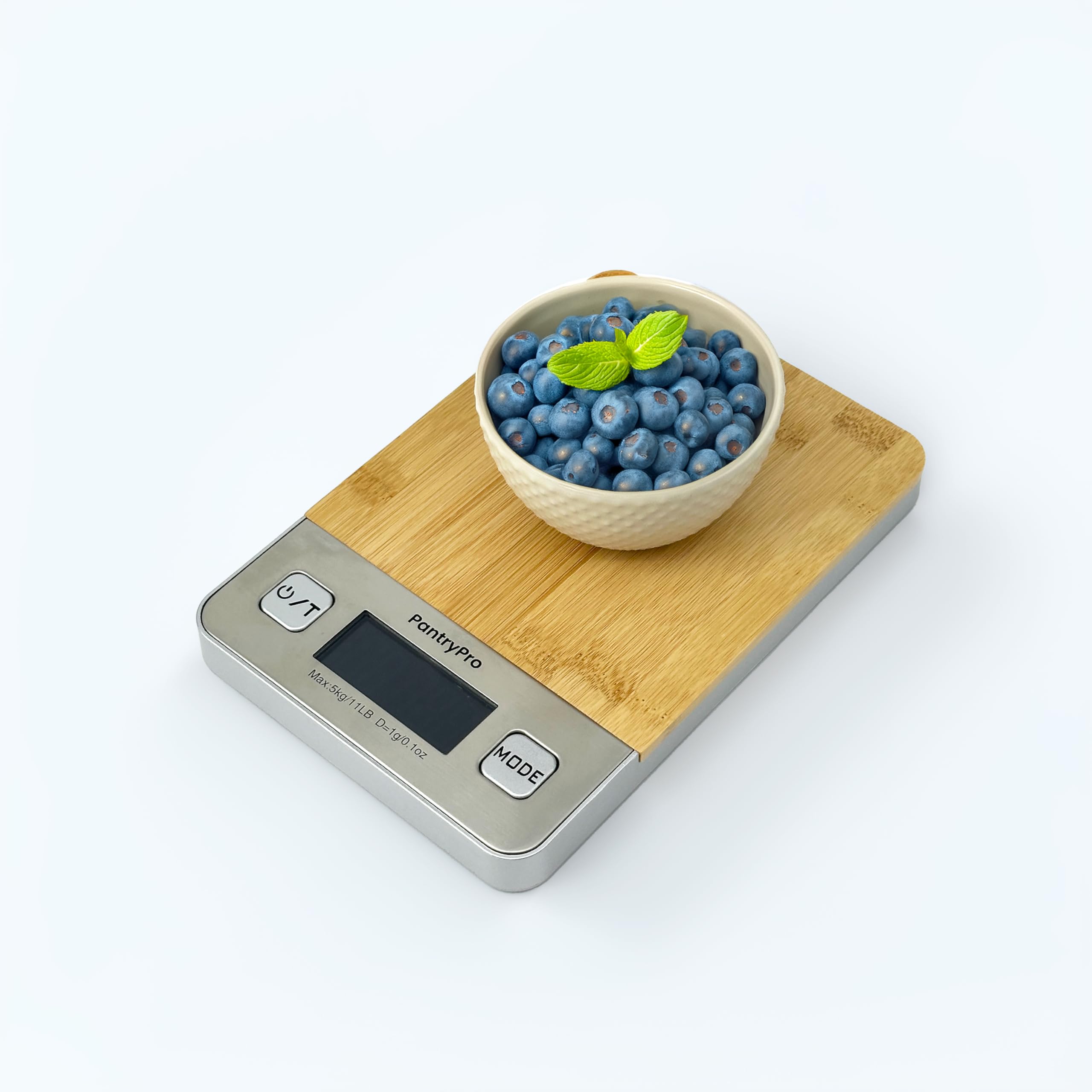 PantryPro Bamboo Platform Digital Kitchen Scale - 11 pounds Capacity LCD Display Grams and Ounces AAA Battery Included (Natural)