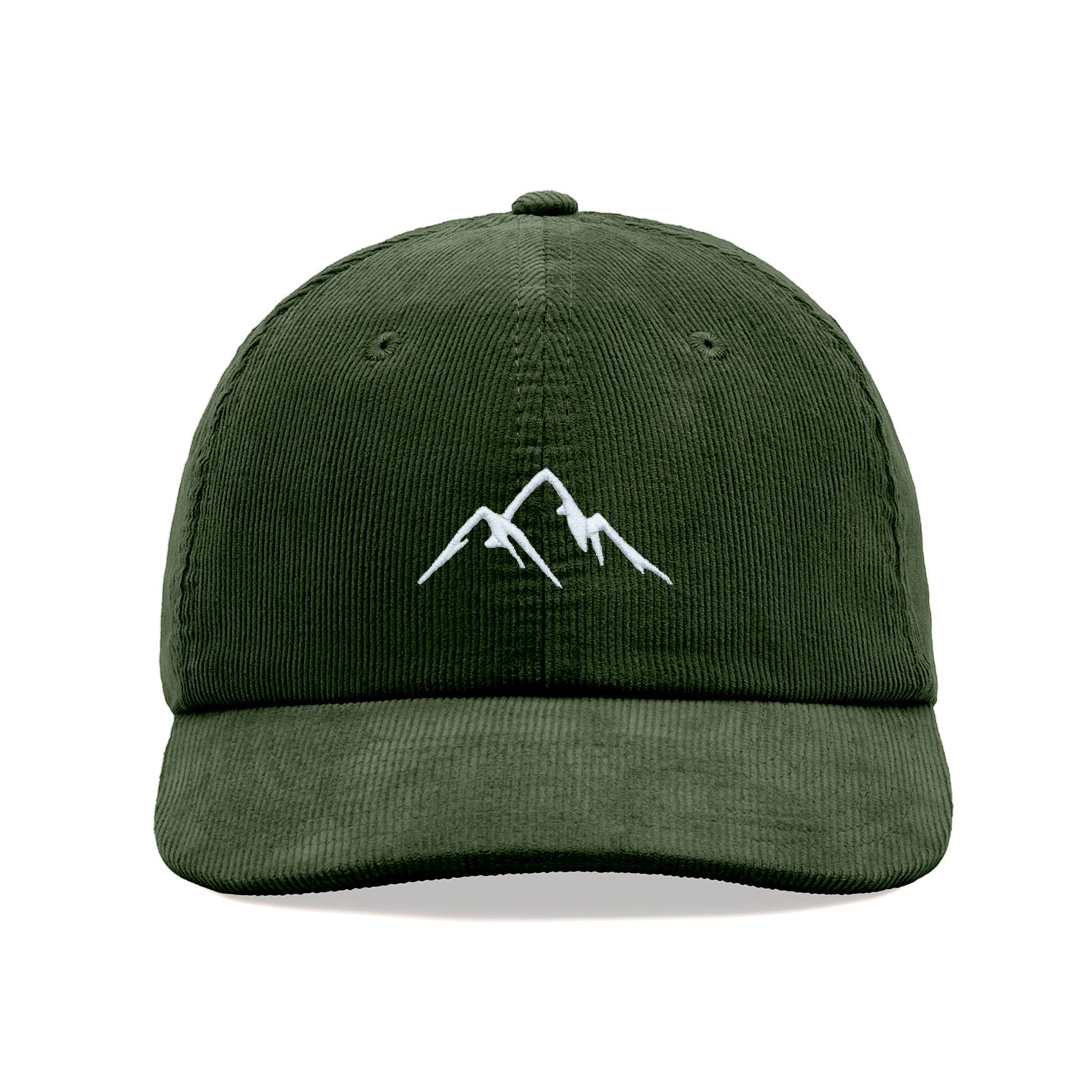 Mountains Corduroy Baseball Cap Vintage Unisex Dad Hat Adjustable Hiking Dark Olive