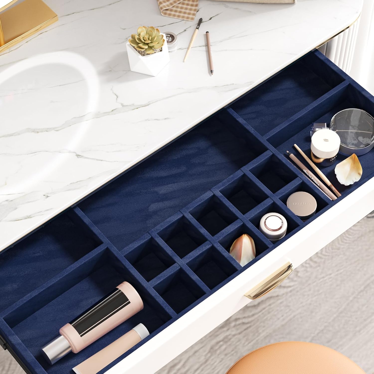 Navy Blue Velvet Drawer Liner Self Adhesive Velvet Flocking Liner for Jewelry Box Lining Soft Felt Fabric Roll Dark Blue Contact Paper for Cabinets Dressers Crafts Shelf Liners 15.7"x118"