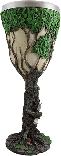 Miniatura 4 de Ebros Gift Mitos y leyendas Forest Spirit Greenman Ent Deidad con árbol de la vida escultórico copa de vino copa de cáliz 6 onzas