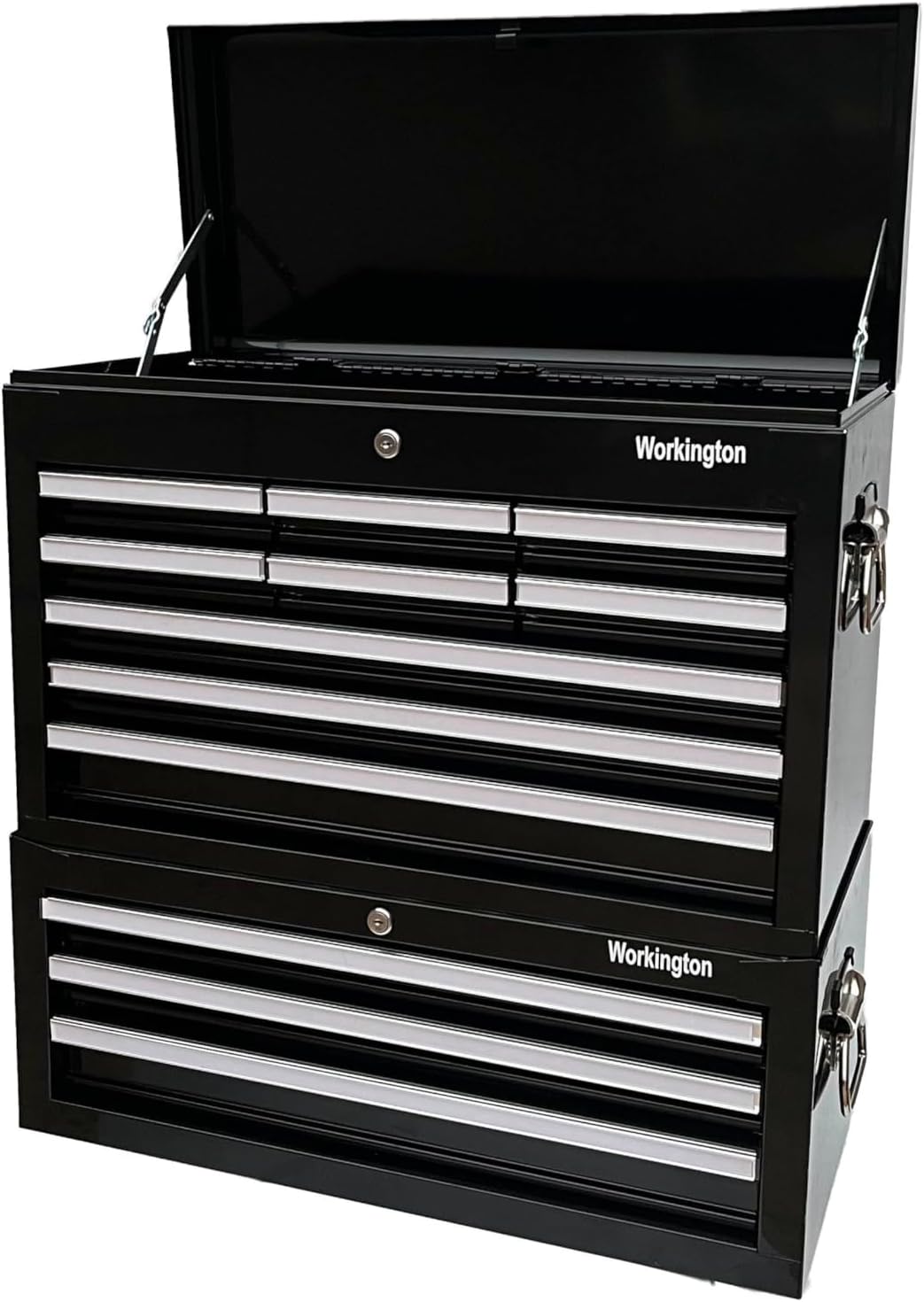 Workington Professional Industrial Portable Metal Tool Chest with 9 Drawers, 26" 9-Drawer Tool Chest Cabinet with Ball Bearing Drawer Slides, Steel Tool Storage Box Organizer 4016 Black
