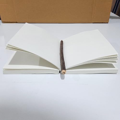 Miniatura 9 de Recambio de diario  Papel de algodón hecho a mano, con inserciones de cuero, sin forro, sin ácidoárbol, 4.59ozm, blanco, 200 páginas (5 x 7 pulgadas)