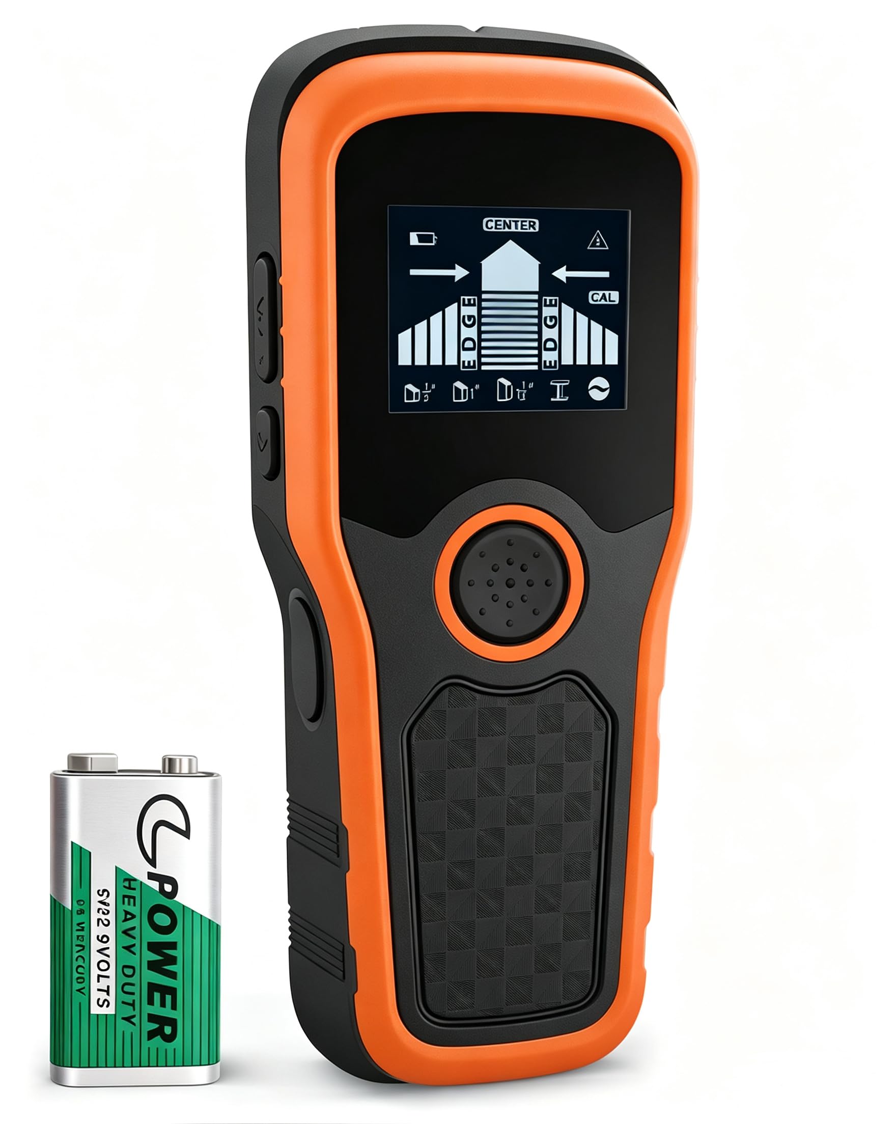 Wenleer 5-in-1 Stud Finder Wall Scanner with LCD Display & Audio Alarm – Electronic Stud Detector for Detecting Wood, Metal, AC Wires, Pipes, and Joists with Edge & Centre Detection, Orange