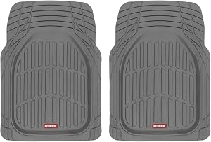Motor Trend 2 Piece Front Car Floor Mats- Gray FlexTough Contour Liners-Deep Dish Heavy Duty Rubber Floor Mats for Car SUV Truck & Van-All Weather Protection, Universal Trim to Fit