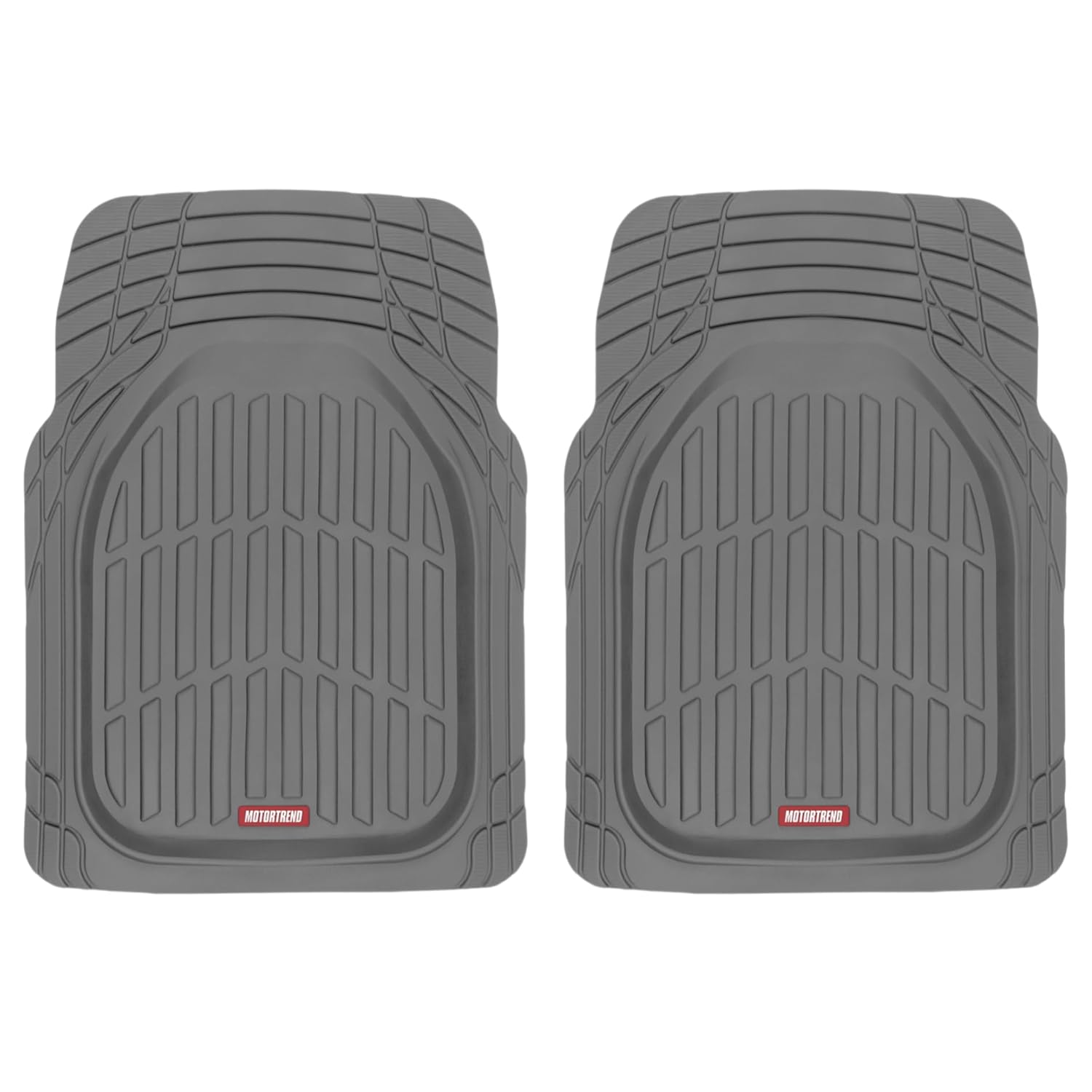 Motor Trend 2 Piece Front Car Floor Mats- Gray FlexTough Contour Liners-Deep Dish Heavy Duty Rubber Floor Mats