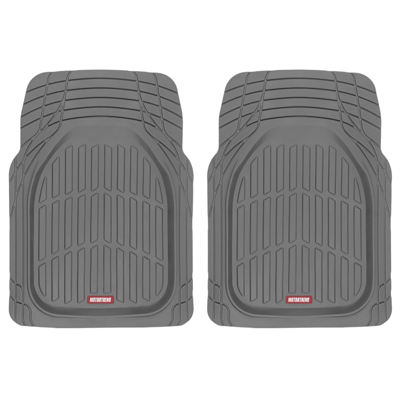 Motor Trend Tapetes Automotivos Dianteiros de Borracha FlexTough Cinza, Recortáveis, 2 Peças