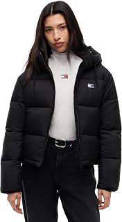 TOMMY JEANS Damska kurtka puchowa z kapturem TJW DW0DW21625, czarna, XS, czarny (czarny), XS