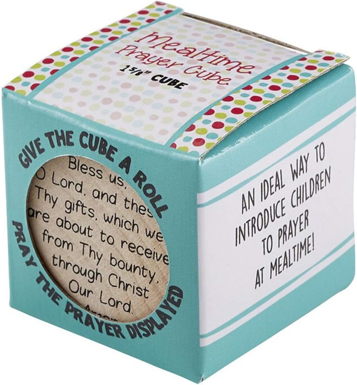 Needzo Children's Mealtime Prayer Cube for Learning with Family to Pray, Small Wooden Die Includes 6 Different Prayers, 1 5/8 Inches