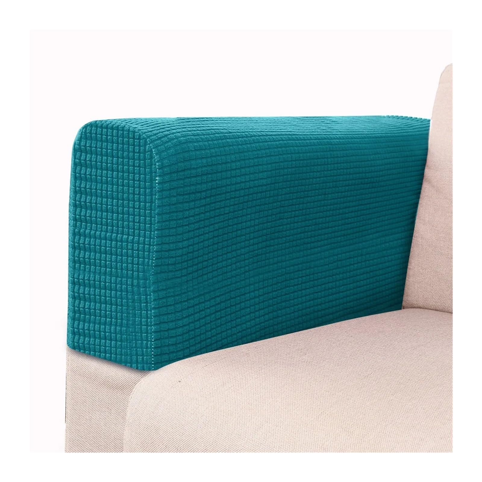 SFOIKVG Arm Covers 2pcs/set Shake Fleece Solid Color Elastic Dustproof Sofa Armrest Glove Decoration for Sofa Chair(Peacock Blue)