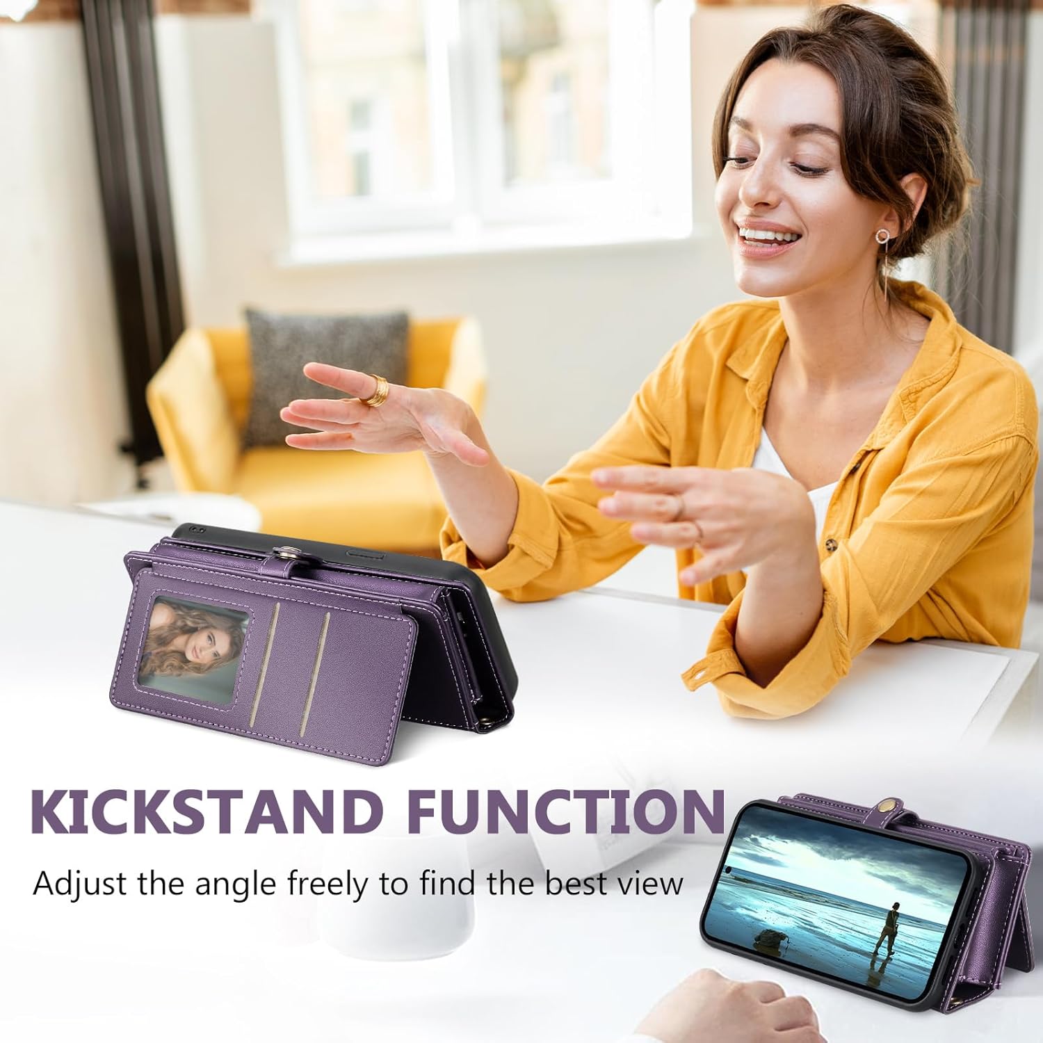 for Pixel 9 Pro XL Wallet Case with Card Holder/Crossbody Wallet/Strap,[RFID Blocking][Magnetic] PU Leather Shockproof Protective Cover Google Pixel 9 Pro XL Case,Purple