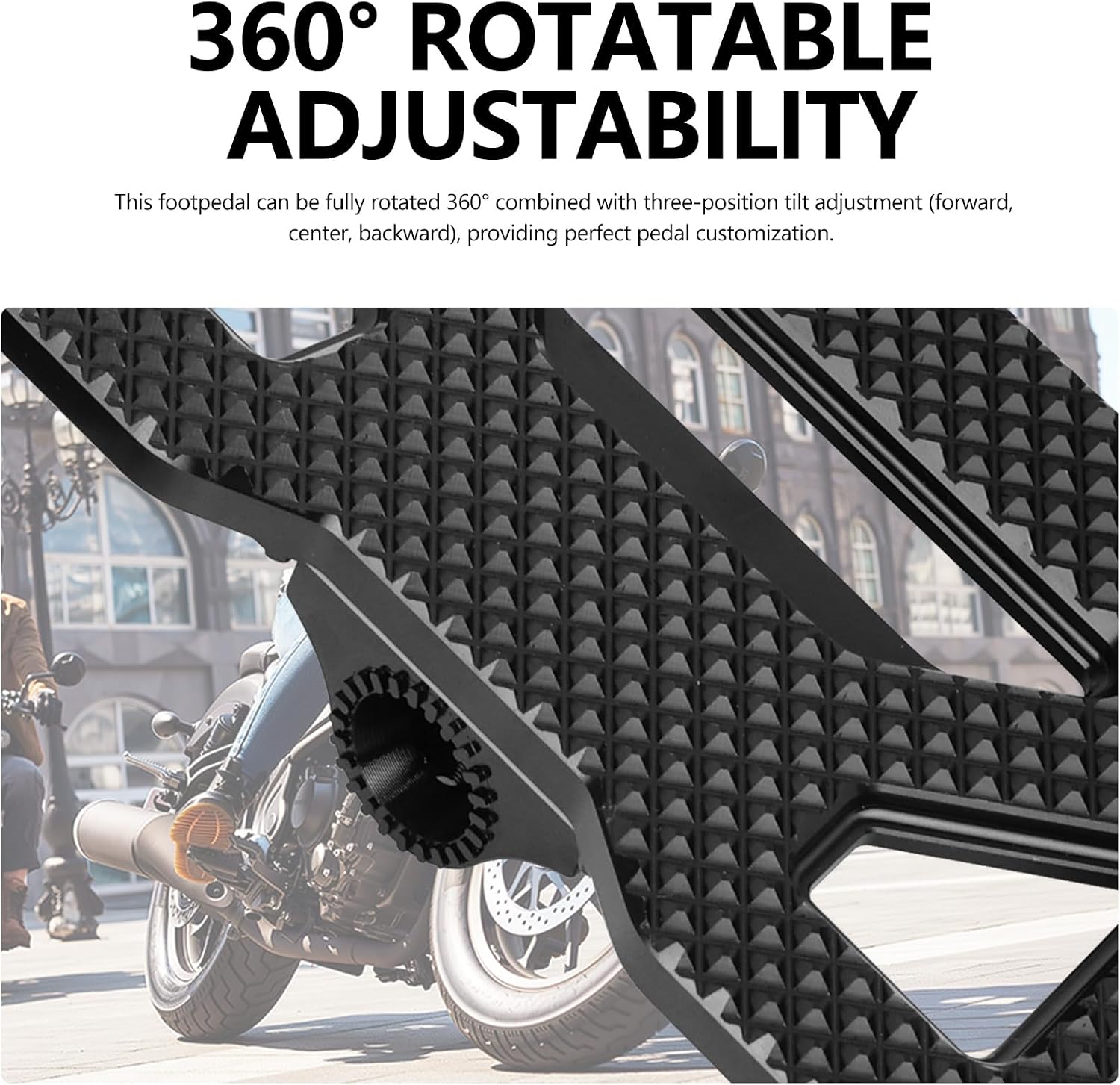 Upgraded Motorcycle CNC Aluminum Rider Footboard, Adjustable Front Footrests Highway Pegs Fits for Honda Rebel 300 500 CMX300 CMX500 2017-2025 Black