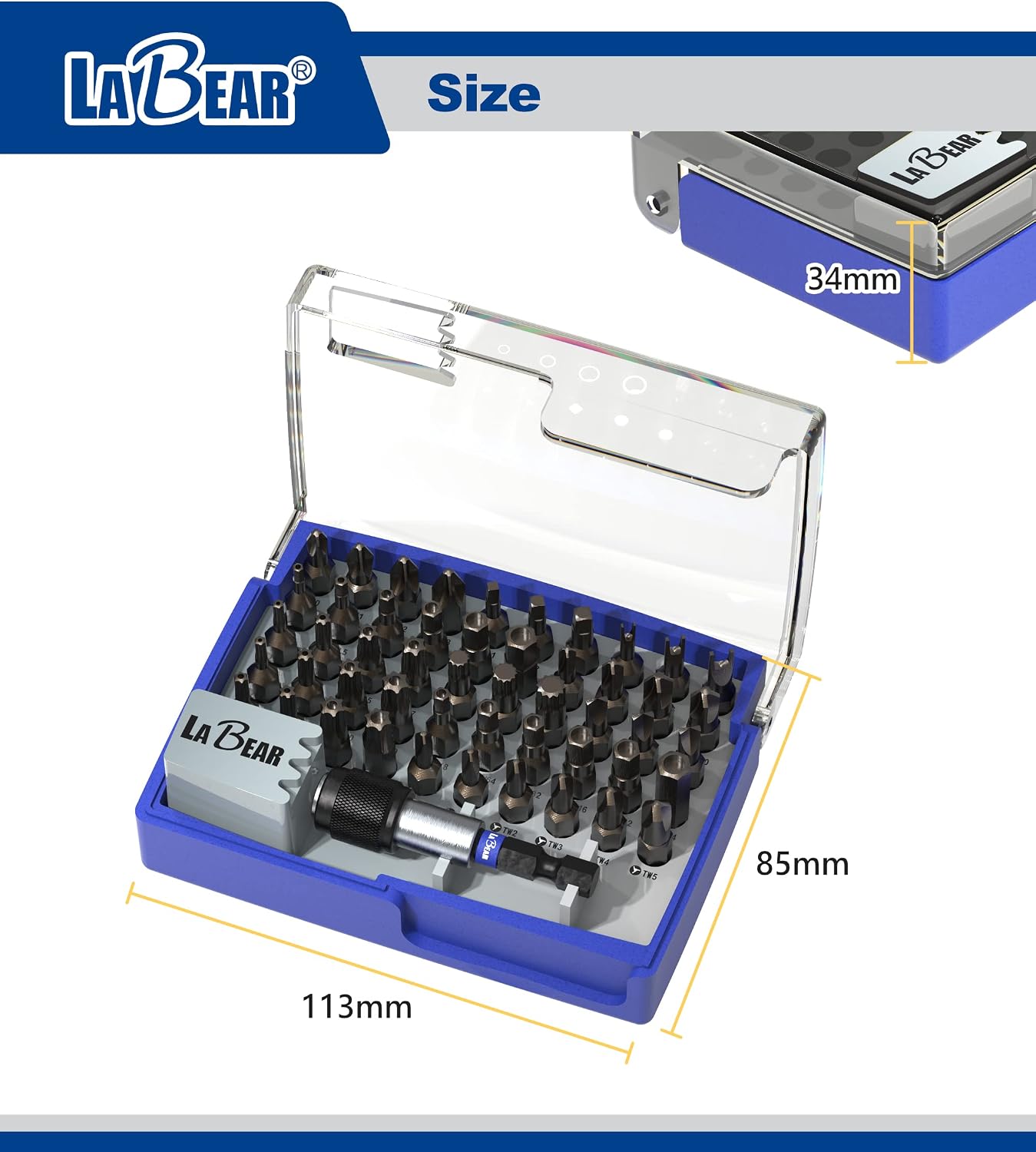 LABEAR 51-Piece Specialty 1/4" Hex Screwdriver Bit Set with Magnetic Holder image 2