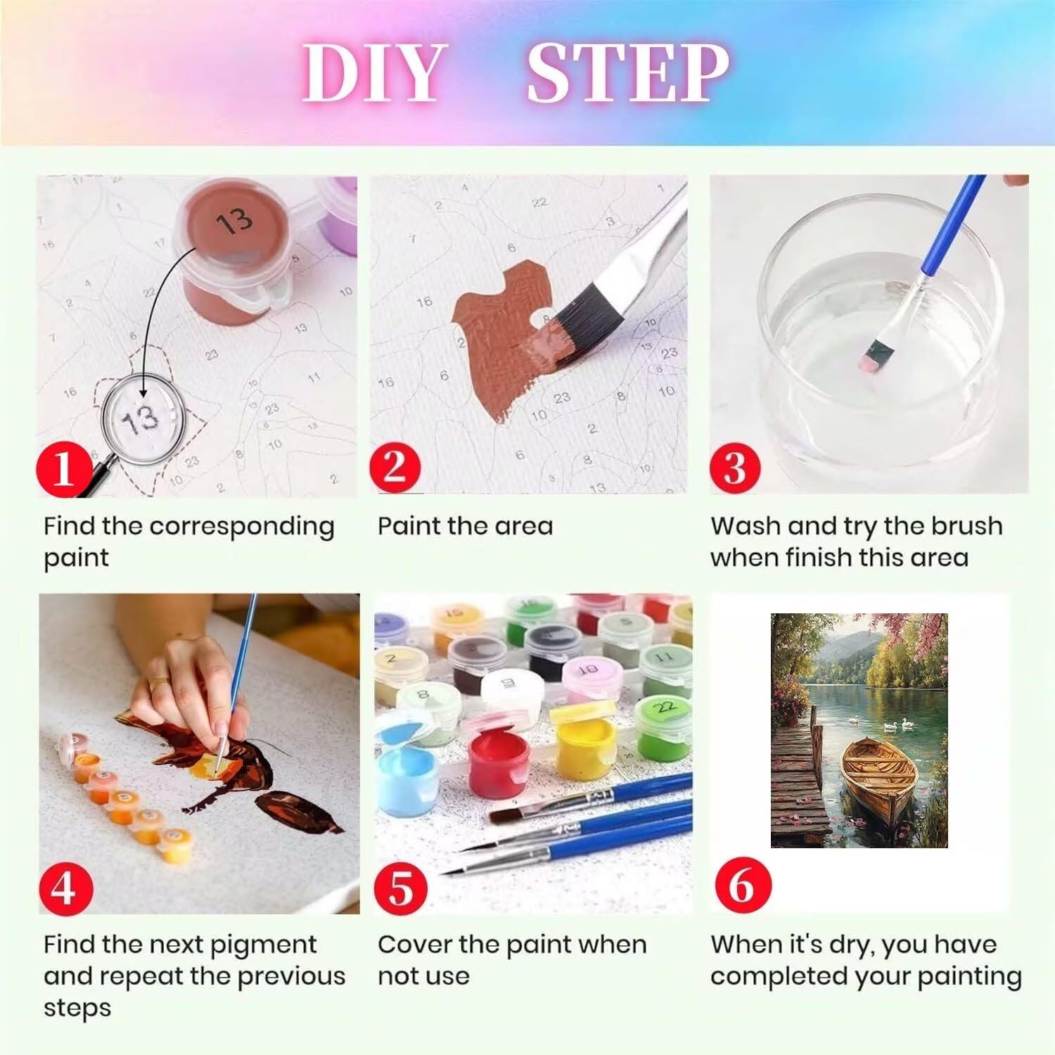Barca,Anatra Kit per Dipingere con i Numeri,Fai da Te Quadri da Dipingere Numerati per Hobby Creativi Adulti,Kit di Pittura a Olio su Tela Principianti e Bambini per Decora la Casa 90x120cm 54N-8968