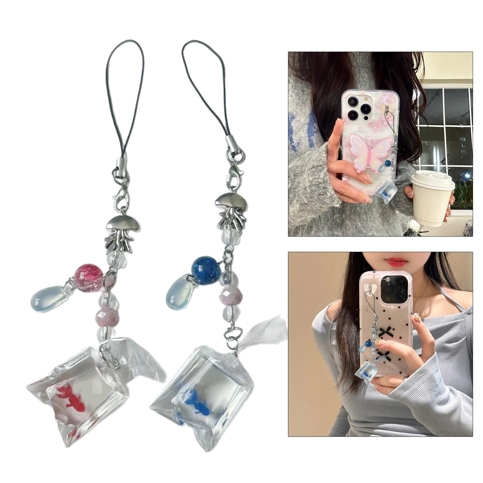 Fashionable Fish Water Bag Pendant Keychain Ornament Portable Key Chain Unique Bag Pendant Fun Charm for Fish Lovers