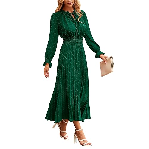 prettygarden women 2025 fall midi dress PRETTYGARDEN Women's Long Sleeve Midi Sweater Dress Fall Crewneck Knit main image 1