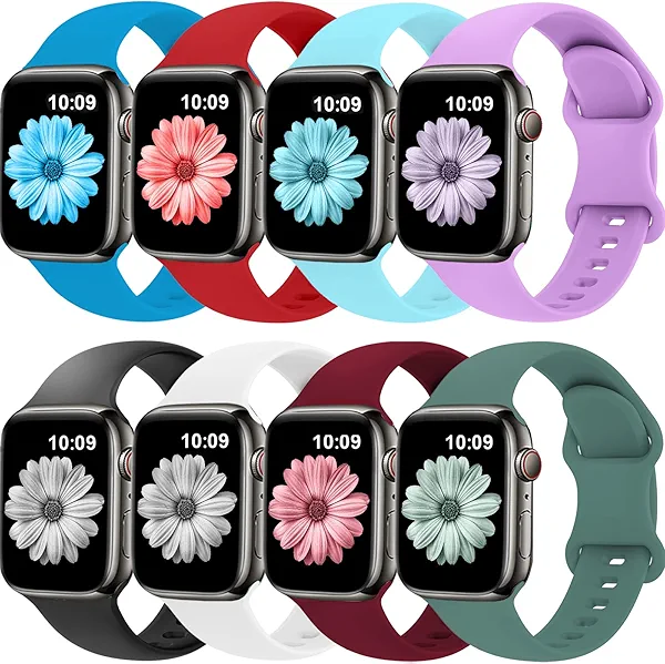Womdeayo Bands Compatible with Apple Watch Band 38mm 40mm 41mm 42mm 44mm 45mm 49mm for Women Men,Silicone iWatch bands Replacement Strap Wristbands for iWatch Series 9 8 7 6 5 4 3 2 1 SE Ultra.