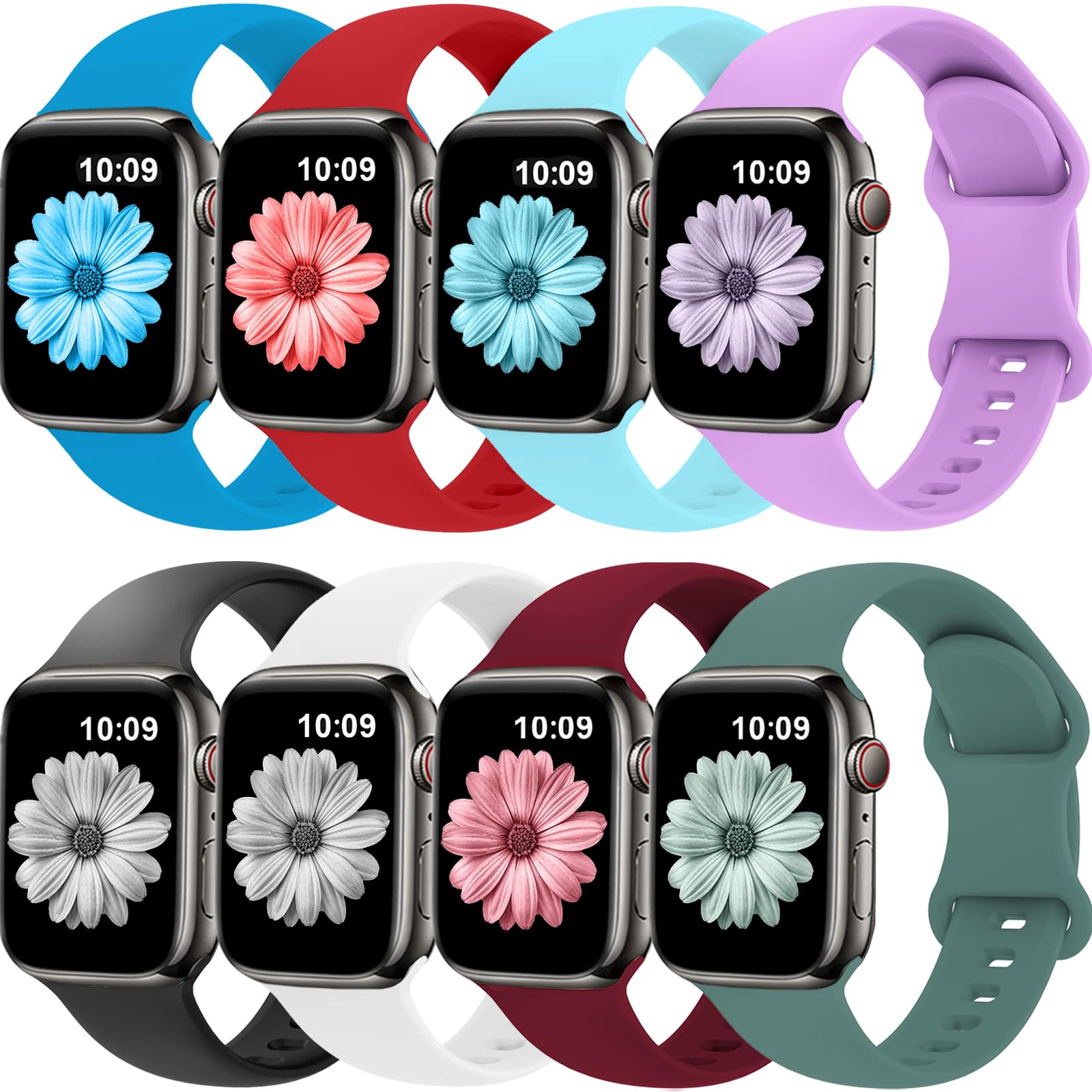 Womdeayo Bands Compatible with Apple Watch Band 38mm 40mm 41mm 42mm 44mm 45mm 49mm for Women Men,Silicone iWatch bands Replacement Strap Wristbands