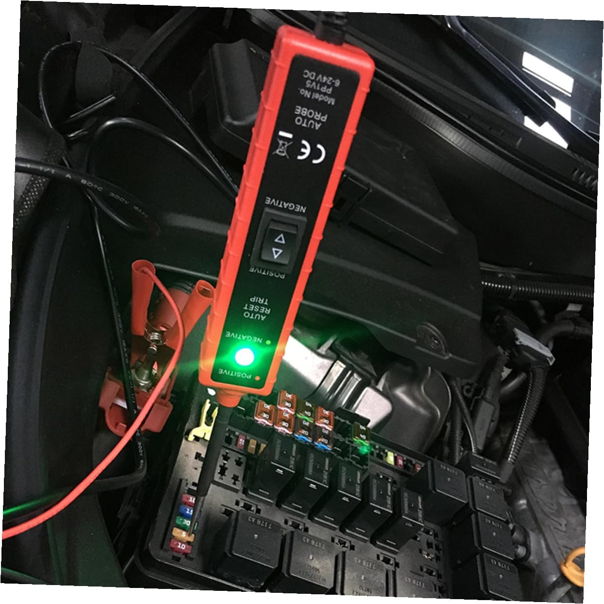 Probador Circuito Eléctrico Coche con Clips Positivo y Negativo Alta Sensibilidad Diagnóstico Rápido Test Voltaje Dc para Mantenimiento Vehículos