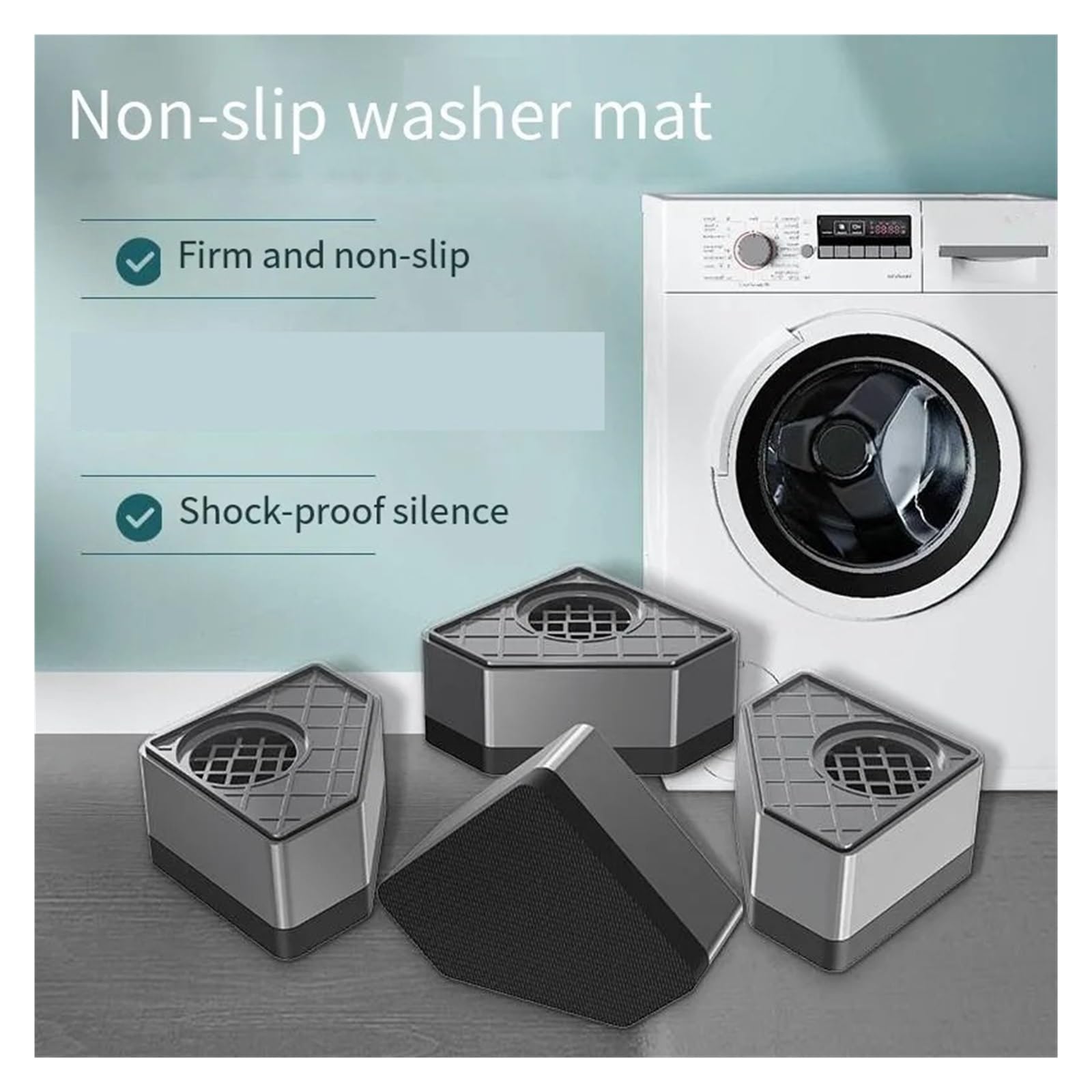 Almohadillas antivibración para lavadoras, Almohadillas de soporte antideslizantes for lavadora y refrigerador (4 unidades, varios tamaños)(9.3CM)