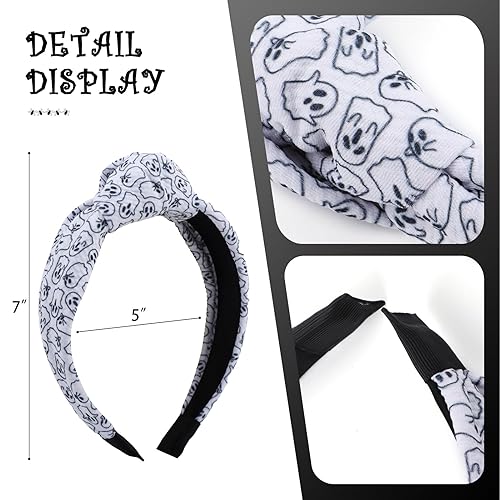 Miniatura 4 de YanJie Diademas anudadas de Halloween para mujeres y niñas, accesorios para el cabello espeluznantes de fantasma, calabaza, accesorios para el