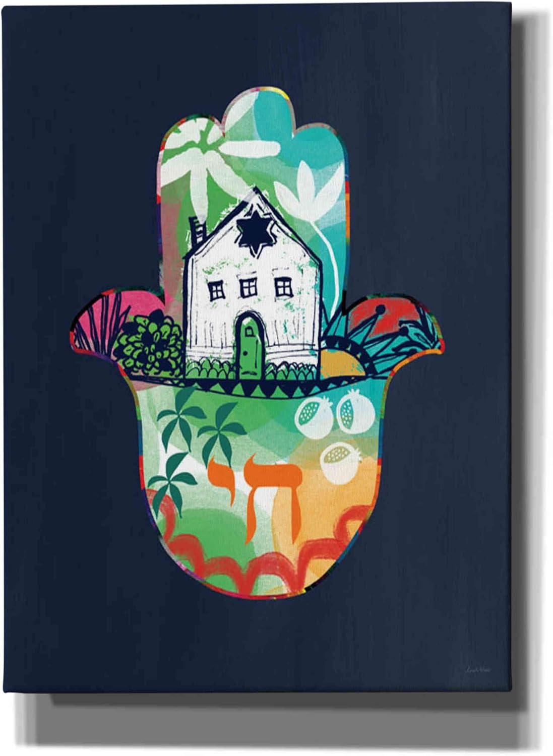 Epic Graffiti 'Colorful Home Hamsa' by Linda Woods, Canvas Wall Art, 12"x16"