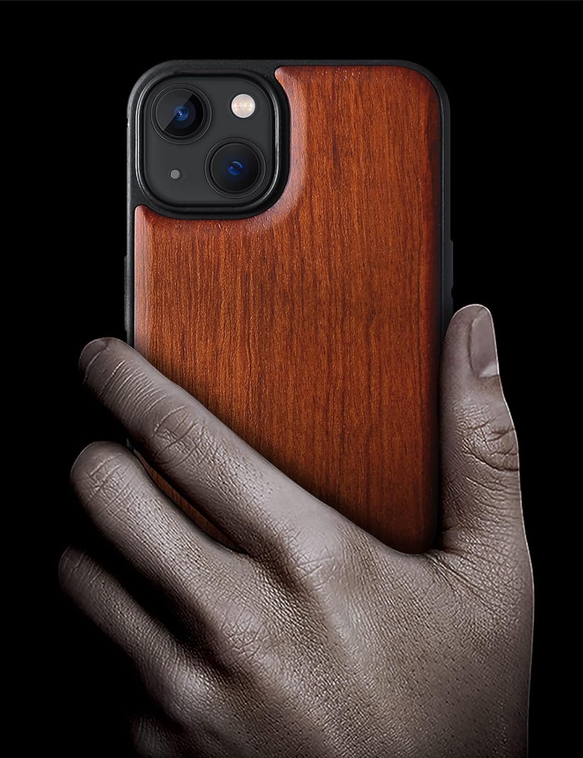 Carveit Magnetic Wood Case Compatible with Phone 13 Case [Hard Real Wood & Soft TPU] Unique & Classy Wooden Shockproof Hybrid Protective Cover for MagSafe (Natural Grain -Rosy)