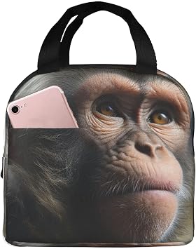 Lunch Bag Monkey Insulated Lunch Box for Women Men Reusable Lunch Tote Cooler Bag for Office Work