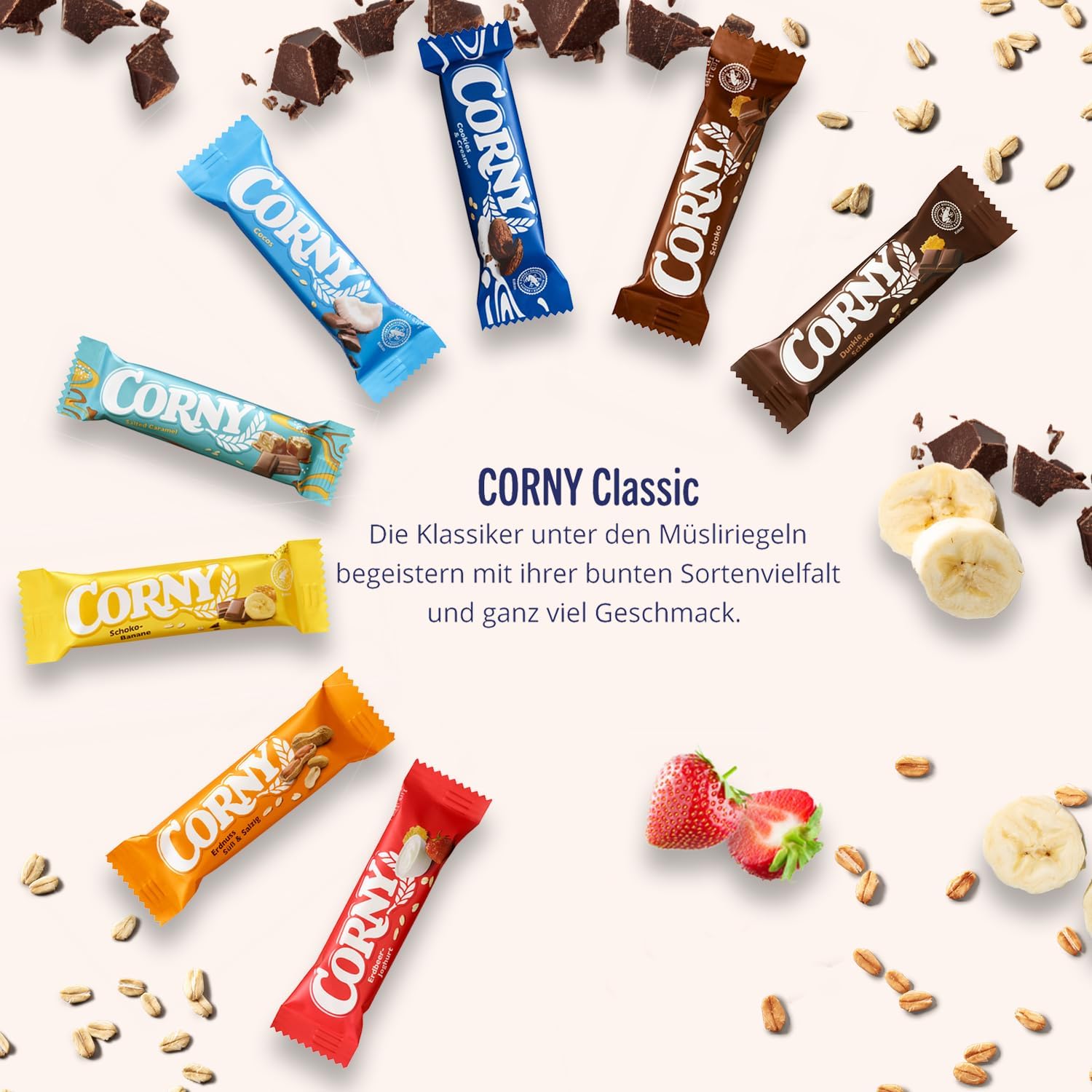 Müsliriegel | Corny Classic Schoko-Banane | Mit Schokolade und Banane | Multipack 60x25g