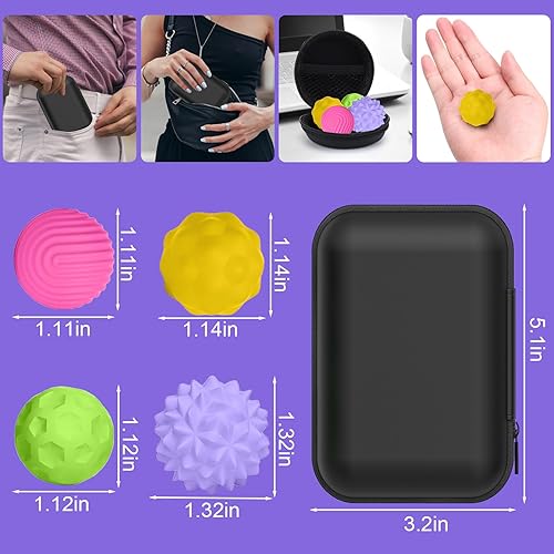 Miniatura 103 de BUSOHA Bolas de silicona para la ansiedad, paquete de 4 juguetes para adultos, juguetes sensoriales para adultos, adolescentes, regalos para calmar