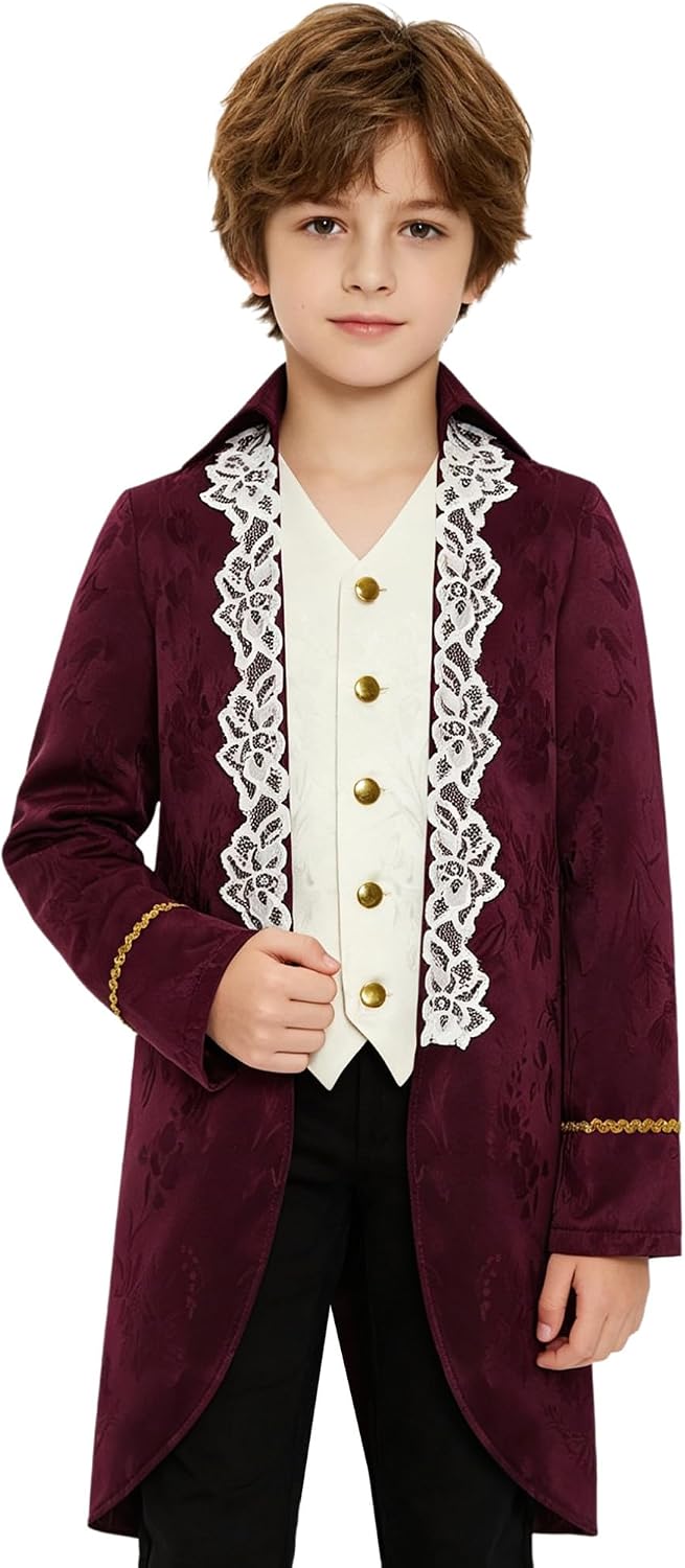 ACSUSS Boys Medieval Steampunk Tailcoat Jacket Victorian Frock Coat