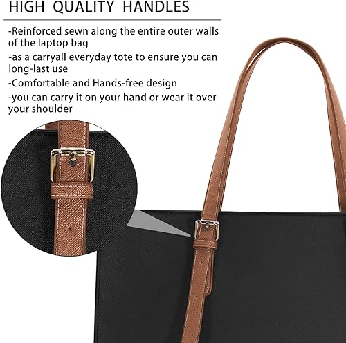 Miniatura 5 de Laptop Bag for Women Waterproof Lightweight Leather 15.6 Inch Computer Tote Bag Business Office Briefcase Large Capacity Handbag Shoulder Bag