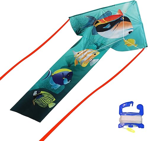 Miniatura 2 de WindNSun Breezyfliers - Cometa Delta de peces tropicales Ripstop de poliéster, 42 pulgadas