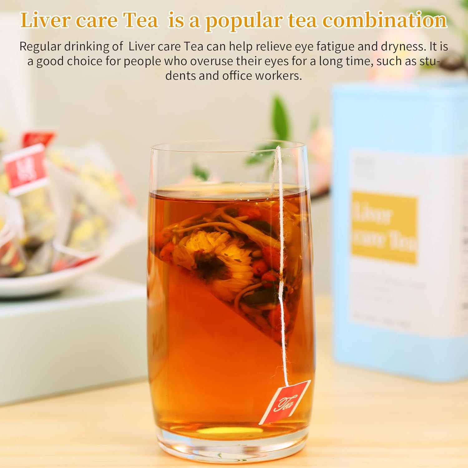 DOZO Liver Care Tea 220g/7.76oz (25 bags) Natural Chrysanthemum Wolfberry Liver Tea for Health, Dandelion Goji Berry Chrysanthemum Cassia Seed Honeysuckle Eight Chinese Dried Herbs 养肝茶 菊花决明子枸杞茶 - Image 4