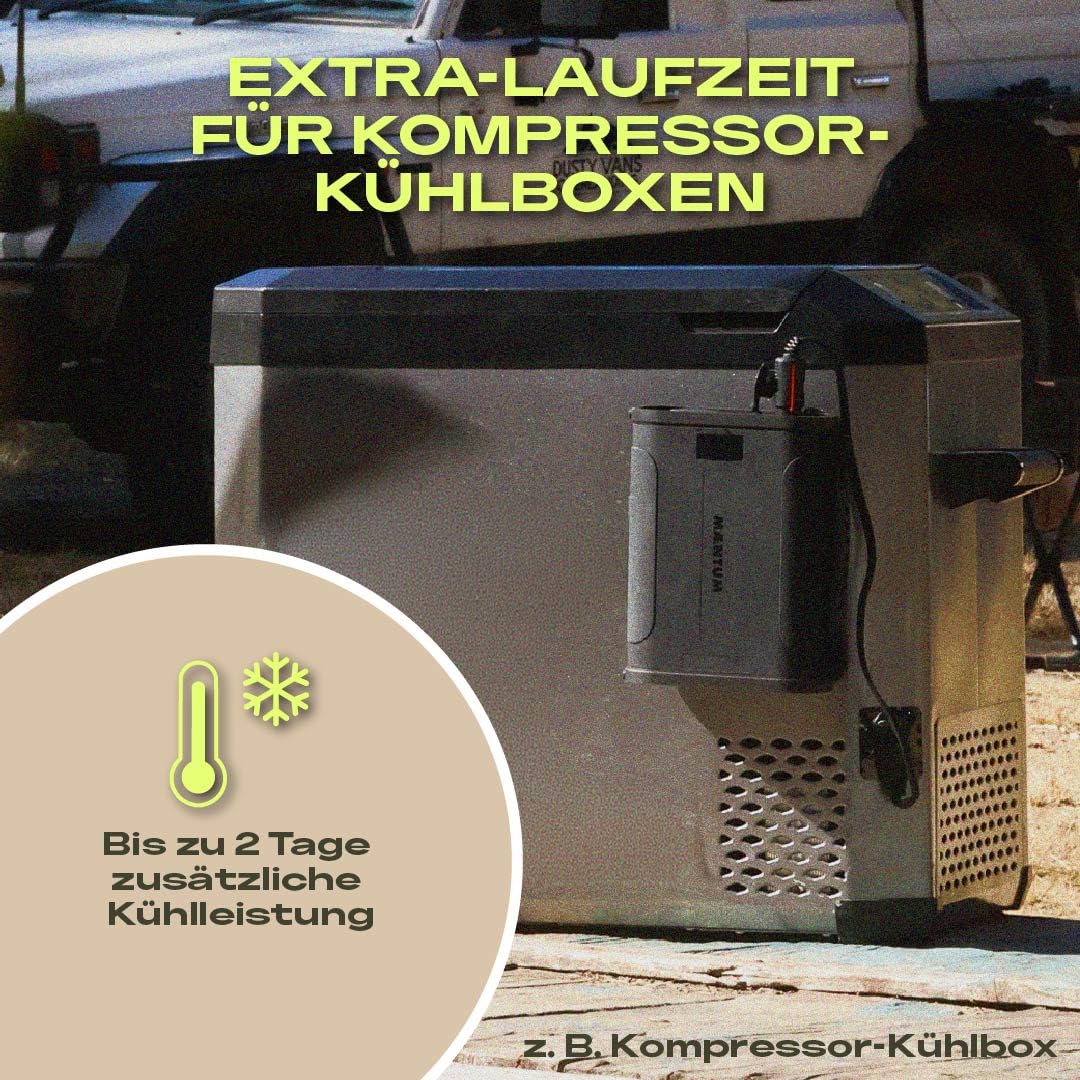 X-TRA Akku Power Bank 154 Wh I Kompakte Powerstation I LiFePO4 Akku I Magnetischer Zusatzakku für Kühlboxen I Ice Cube kompatibel I USB-C PD 60W, Solar Ready I Powerbank für Camping & Outdoor