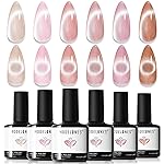 modelones Cat Eye Gel Nail Polish, 6 Colors Nude Gel Polish Pink Glitter Brown with Magnet Sparkle Galaxy Series Nail Polish Kit Soak Off Led Nail Art Manicure Salon DIY Gifts