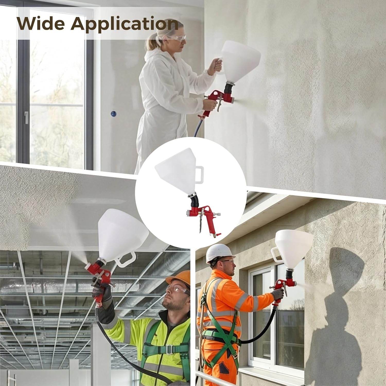 Texture Spray Gun Kit, Wall Texture Sprayer with Large Capacity 1.58 Gallon Hopper, Adjustable Nozzles, Air Compressor Stucco Cement Mortar Paint Sprayer