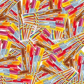 Assorted Flavour Freeze Pops 45ml   Strawberry, Raspberry, Lemon, Cola & Tropical   Ice Lollies with Sugar & Sweetener - Mfrz 30 x Pops
